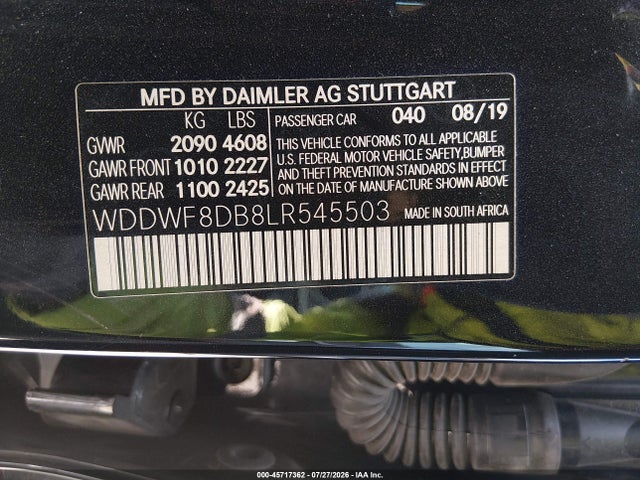 Продаж на аукціоні авто 2020 Mercedes-benz C 300, vin: WDDWF8DB8LR545503, номер лоту: 45717362