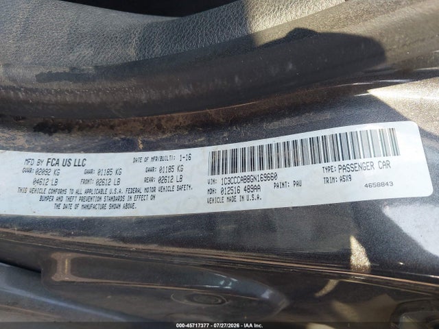 Aukcja sprzedaży 2016 Chrysler 200 Limited, vin: 1C3CCCAB8GN169660, numer aukcji: 45717377