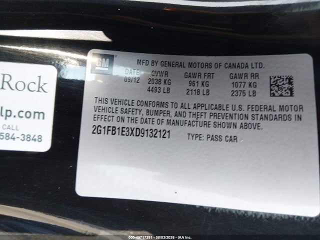 2013 Chevrolet Camaro 1lt მანქანა იყიდება აუქციონზე, vin: 2G1FB1E3XD9132121, აუქციონის ნომერი: 45717391