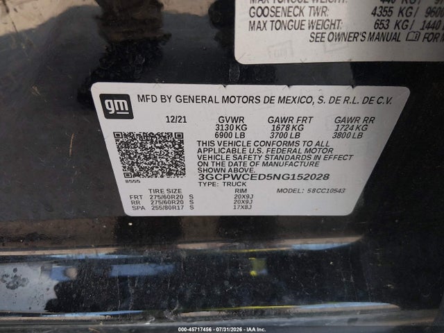3GCPWCED5NG152028 Chevrolet Silverado 1500 Ltd 2wd Short Bed Lt