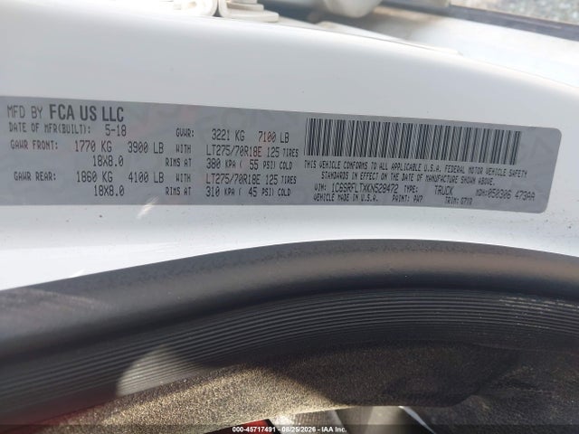 Продажа на аукционе авто 2019 Ram 1500 Rebel  4x4 5'7 Box, vin: 1C6SRFLTXKN528472, номер лота: 45717491
