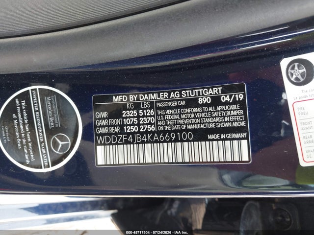 Продаж на аукціоні авто 2019 Mercedes-benz E 300, vin: WDDZF4JB4KA669100, номер лоту: 45717504