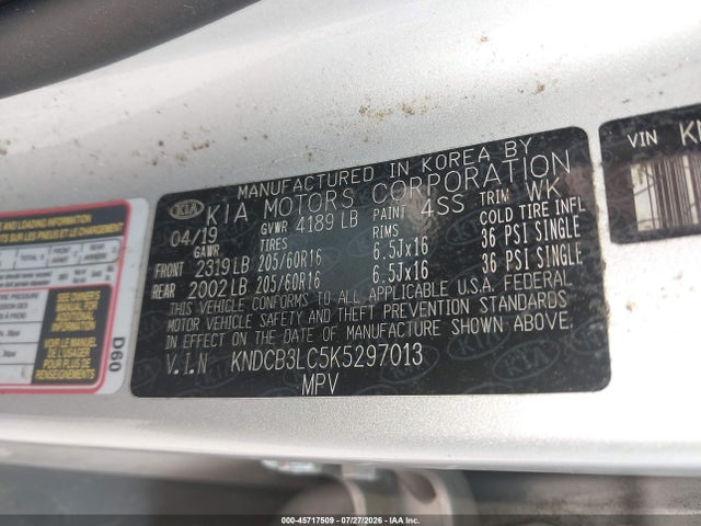 Продаж на аукціоні авто 2019 Kia Niro Lx, vin: KNDCB3LC5K5297013, номер лоту: 45717509