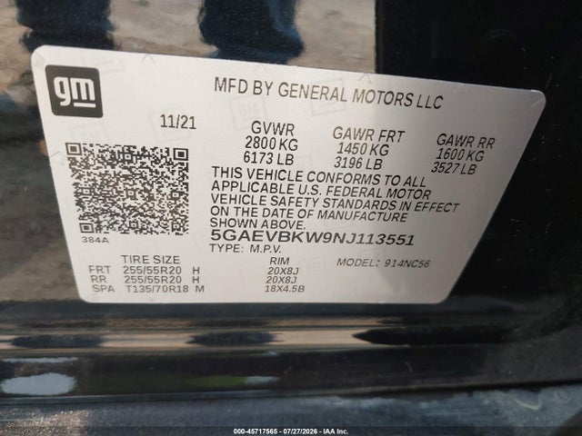Buick Enclave Awd Premium 2022 5GAEVBKW9NJ113551 Image 9