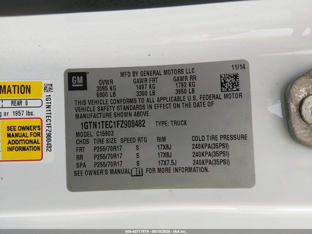 GMC SIERRA 1500 2015 1GTN1TEC1FZ900482 Image 9