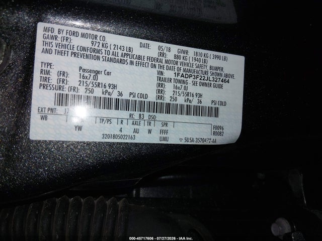 Ford FOCUS SE 2018 1FADP3F22JL327464 Image 9