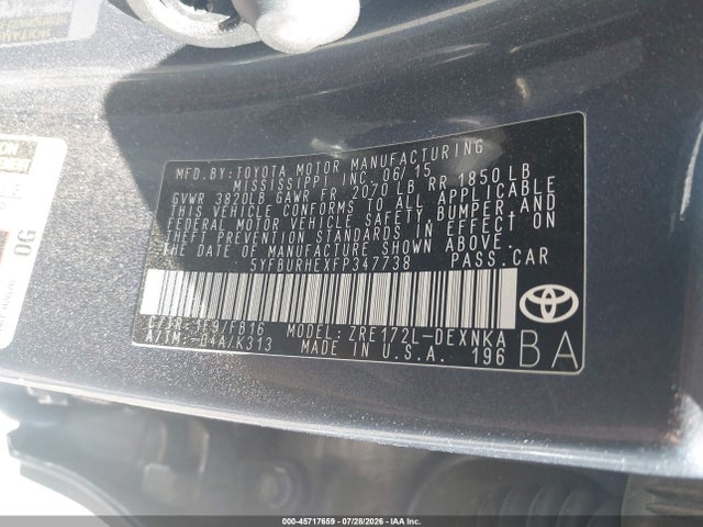 Toyota Corolla Le Plus 2015 5YFBURHEXFP347738 Image 9