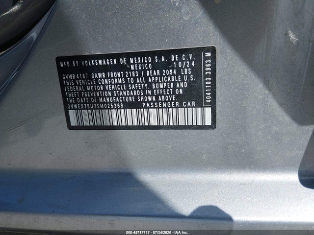 Продажа на аукционе авто 2025 Volkswagen Jetta 1.5t Se, vin: 3VWEX7BU7SM025369, номер лота: 45717717