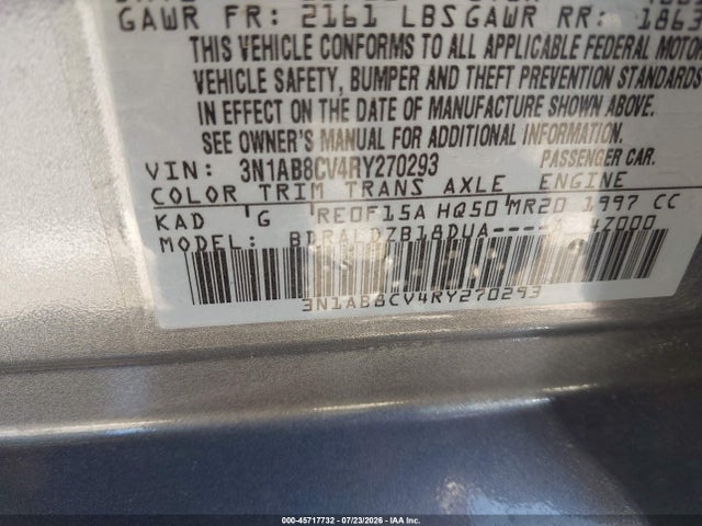 3N1AB8CV4RY270293 Nissan Sentra Sv Xtronic Cvt