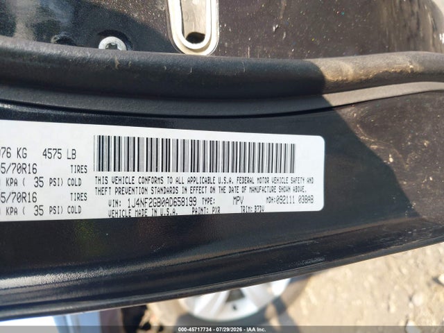2010 Jeep Patriot Sport მანქანა იყიდება აუქციონზე, vin: 1J4NF2GB0AD658199, აუქციონის ნომერი: 45717734