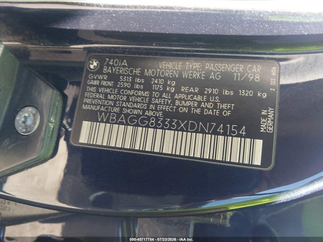 Aukcja sprzedaży 1999 Bmw 740ia, vin: WBAGG8333XDN74154, numer aukcji: 45717754