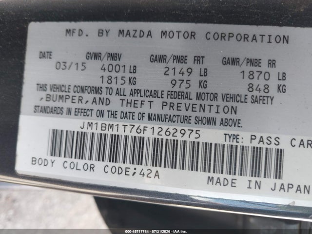 Mazda Mazda3 I Sv 2015 JM1BM1T76F1262975 Image 9