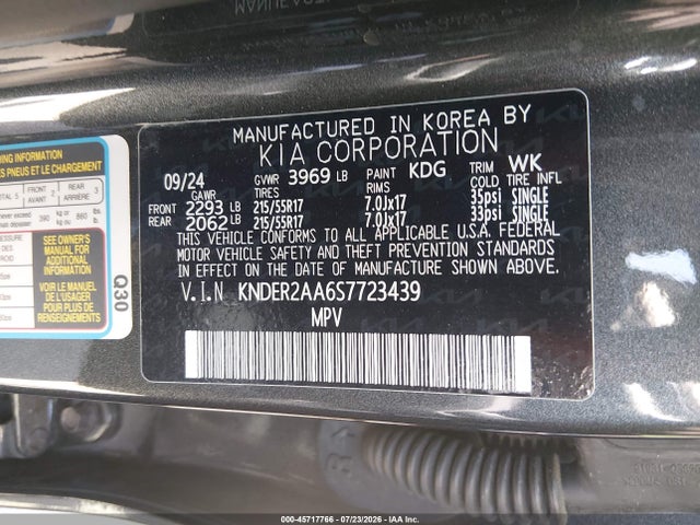 Продажа на аукционе авто 2025 Kia Seltos Ex, vin: KNDER2AA6S7723439, номер лота: 45717766