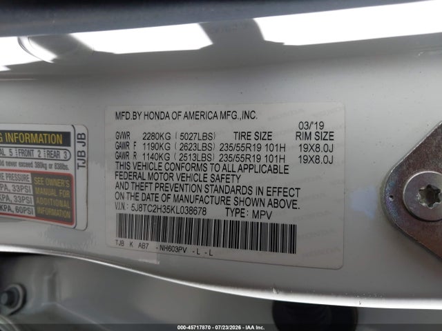 Acura Rdx Standard 2019 5J8TC2H35KL038678 Image 9