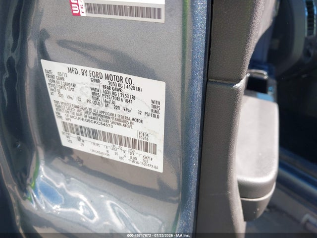 2012 Ford Escape Limited მანქანა იყიდება აუქციონზე, vin: 1FMCU0EG5CKC54573, აუქციონის ნომერი: 45717872