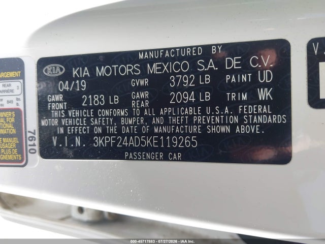 KIA Forte Lxs 2019 3KPF24AD5KE119265 Image 9