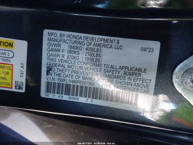 19XFL1H80PE007968 Honda Civic Sport Touring