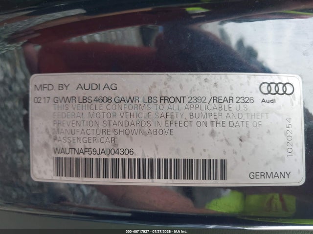 Aukcja sprzedaży 2018 Audi A5 2.0t Premium, vin: WAUTNAF59JA004306, numer aukcji: 45717937