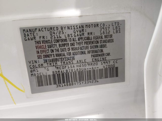 Nissan SENTRA S 2025 3N1AB8BV7SY334236 Image 9