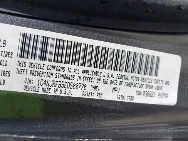 45718182 :رقم المزاد ، 1C4NJRFB5ED500770 vin ، 2014 Jeep Patriot Latitude مزاد بيع