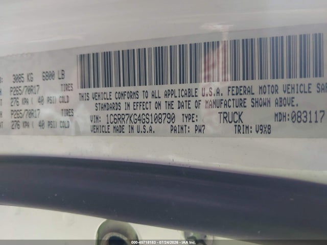 Auction sale of the 2016 Ram 1500 Tradesman, vin: 1C6RR7KG4GS108790, lot number: 45718183