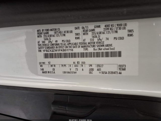 Ford Transit-350 Xlt 2015 1FBZX2ZM1FKB01716 Image 9