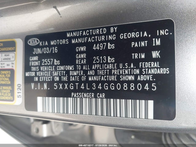 KIA Optima Lx 2016 5XXGT4L34GG088045 Image 9