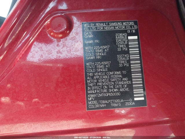 Nissan ROGUE S 2016 KNMAT2MT6GP650030 Image 9