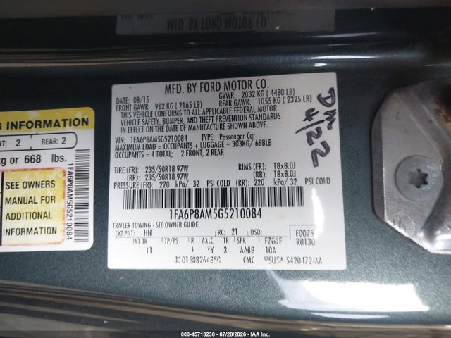 Ford Mustang V6 2016 1FA6P8AM5G5210084 Image 9