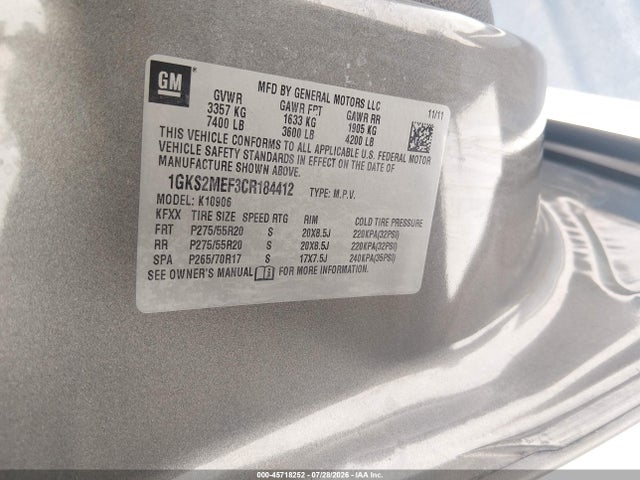 Продаж на аукціоні авто 2012 Gmc Yukon Xl 1500 Denali, vin: 1GKS2MEF3CR184412, номер лоту: 45718252