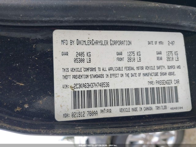 Продаж на аукціоні авто 2007 Chrysler 300c, vin: 2C3KA63H37H748536, номер лоту: 45718273