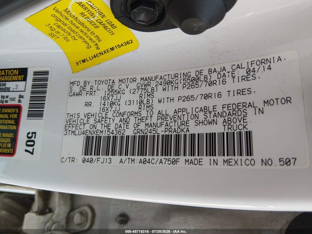 3TMLU4ENXEM154362 Toyota Tacoma Base V6