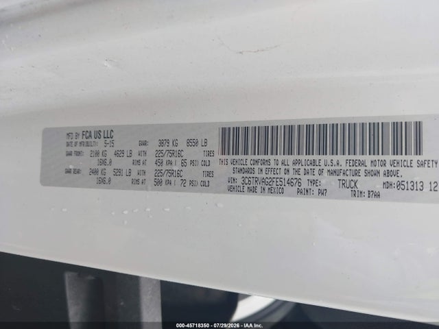 Aukcja sprzedaży 2015 Ram Promaster 1500 Low Roof, vin: 3C6TRVAG2FE514676, numer aukcji: 45718350