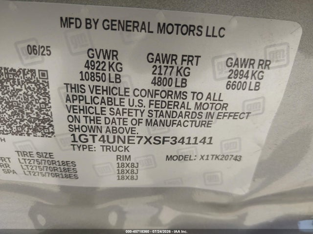 1GT4UNE7XSF341141 GMC Sierra 2500hd 4wd Standard Bed Slt