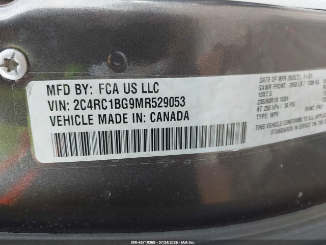 2021 Chrysler Pacifica Touring L მანქანა იყიდება აუქციონზე, vin: 2C4RC1BG9MR529053, აუქციონის ნომერი: 45718368