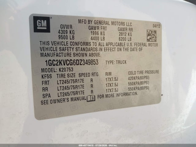Продаж на аукціоні авто 2013 Chevrolet Silverado 2500hd Work Truck, vin: 1GC2KVCG6DZ349853, номер лоту: 45718410