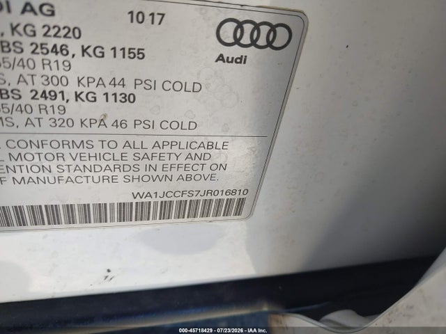2018 Audi Q3 2.0t Premium/2.0t Sport Premium მანქანა იყიდება აუქციონზე, vin: WA1JCCFS7JR016810, აუქციონის ნომერი: 45718429