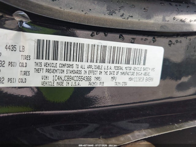 Aukcja sprzedaży 2012 Jeep Compass Sport, vin: 1C4NJCBB4CD554366, numer aukcji: 45718440