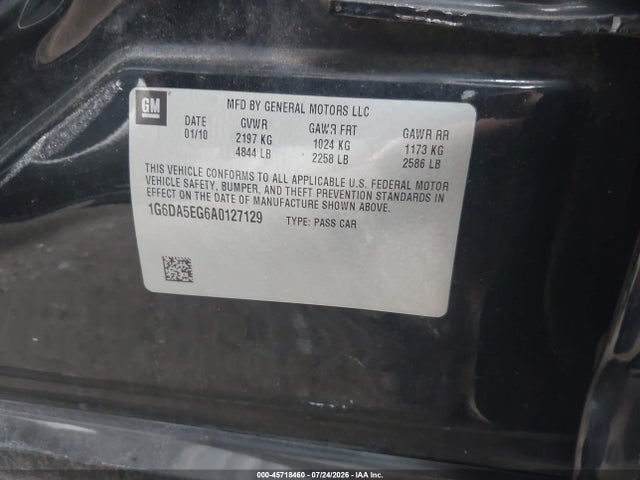 Aukcja sprzedaży 2010 Cadillac Cts, vin: 1G6DA5EG6A0127129, numer aukcji: 45718460