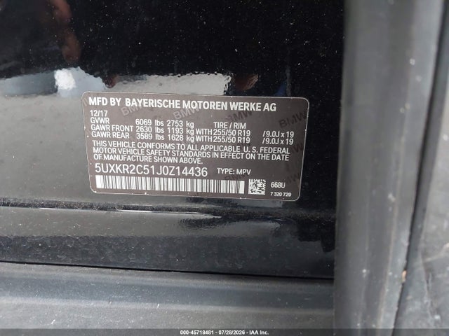 Auction sale of the 2018 Bmw X5 Sdrive35i, vin: 5UXKR2C51J0Z14436, lot number: 45718481