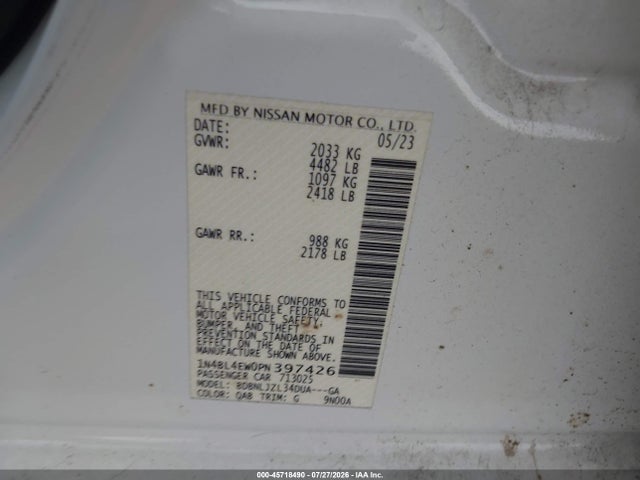 1N4BL4EW0PN397426 Nissan Altima Sl Intelligent Awd