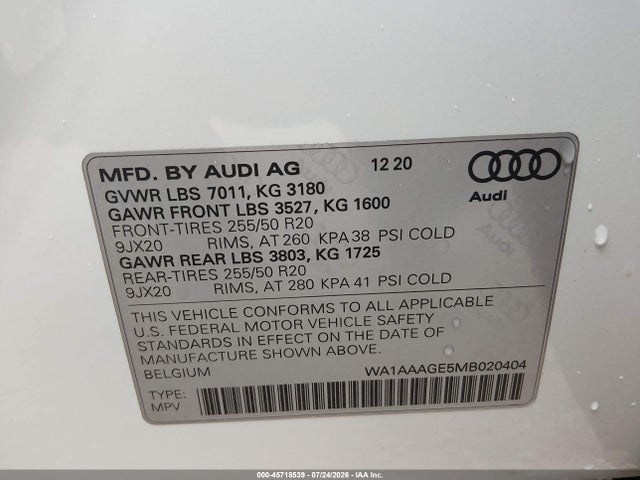 Audi E-tron Premium Quattro 2021 WA1AAAGE5MB020404 Image 9