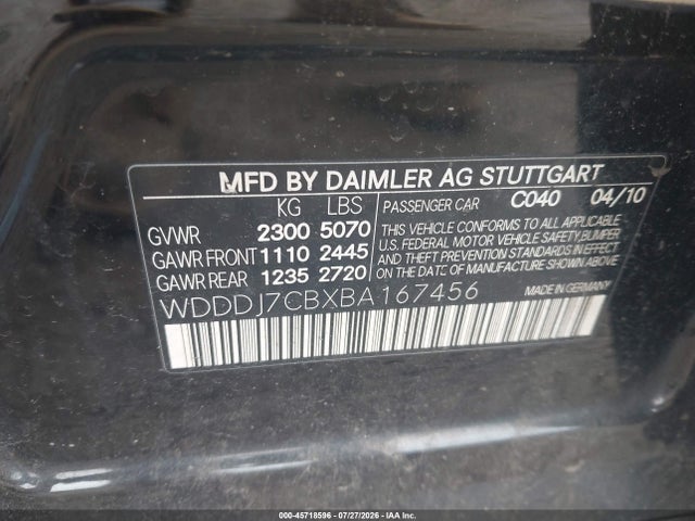 Aukcja sprzedaży 2011 Mercedes-benz Cls 550, vin: WDDDJ7CBXBA167456, numer aukcji: 45718596
