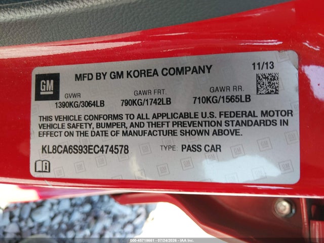 KL8CA6S93EC474578 Chevrolet Spark Ls Manual