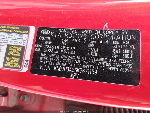 Aukcja sprzedaży 2019 Kia Soul +, vin: KNDJP3A56K7671159, numer aukcji: 45718744