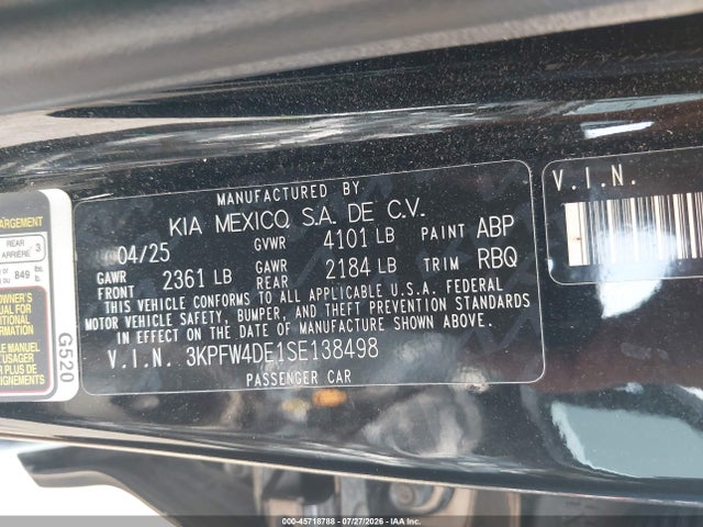 Aukcja sprzedaży 2025 Kia K4 Gt-line, vin: 3KPFW4DE1SE138498, numer aukcji: 45718788