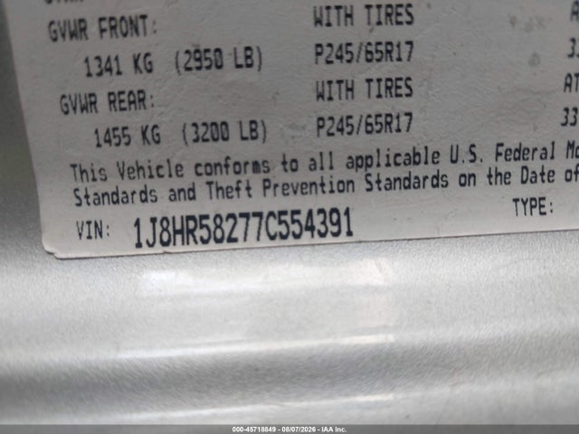 Продаж на аукціоні авто 2007 Jeep Grand Cherokee Limited, vin: 1J8HR58277C554391, номер лоту: 45718849