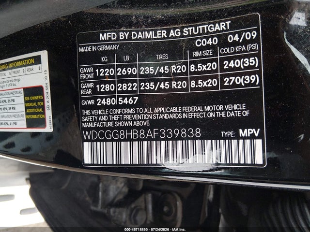 45718890 :رقم المزاد ، WDCGG8HB8AF339838 vin ، 2010 Mercedes-benz Glk 350 4matic مزاد بيع