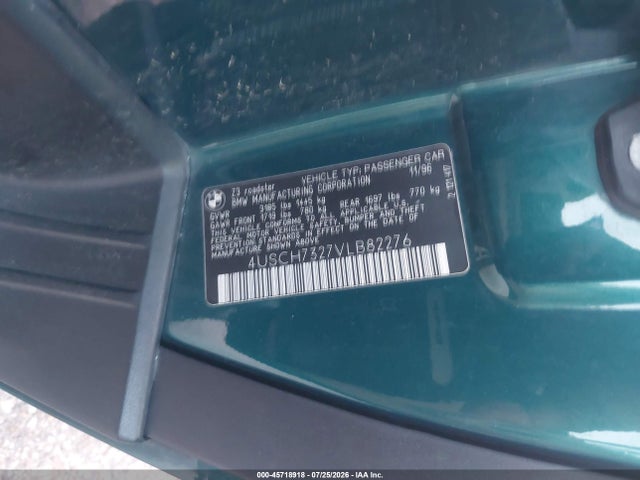 Продаж на аукціоні авто 1997 Bmw Z3 1.9l Roadster, vin: 4USCH7327VLB82276, номер лоту: 45718918