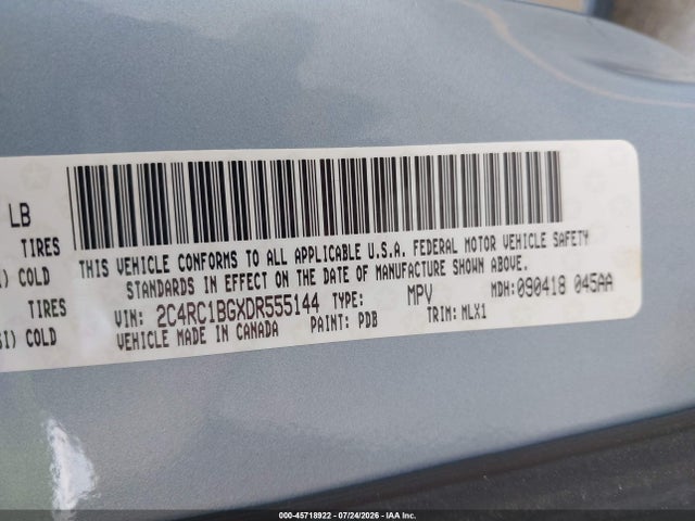 45718922 :رقم المزاد ، 2C4RC1BGXDR555144 vin ، 2013 Chrysler Town & Country Touring مزاد بيع
